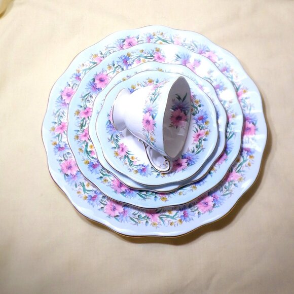VINTAGE ~ 1900's ~ E.B.FOLEY CORN FLOWER ~ 5 Pc Placement Set ~ - Picture 1 of 1